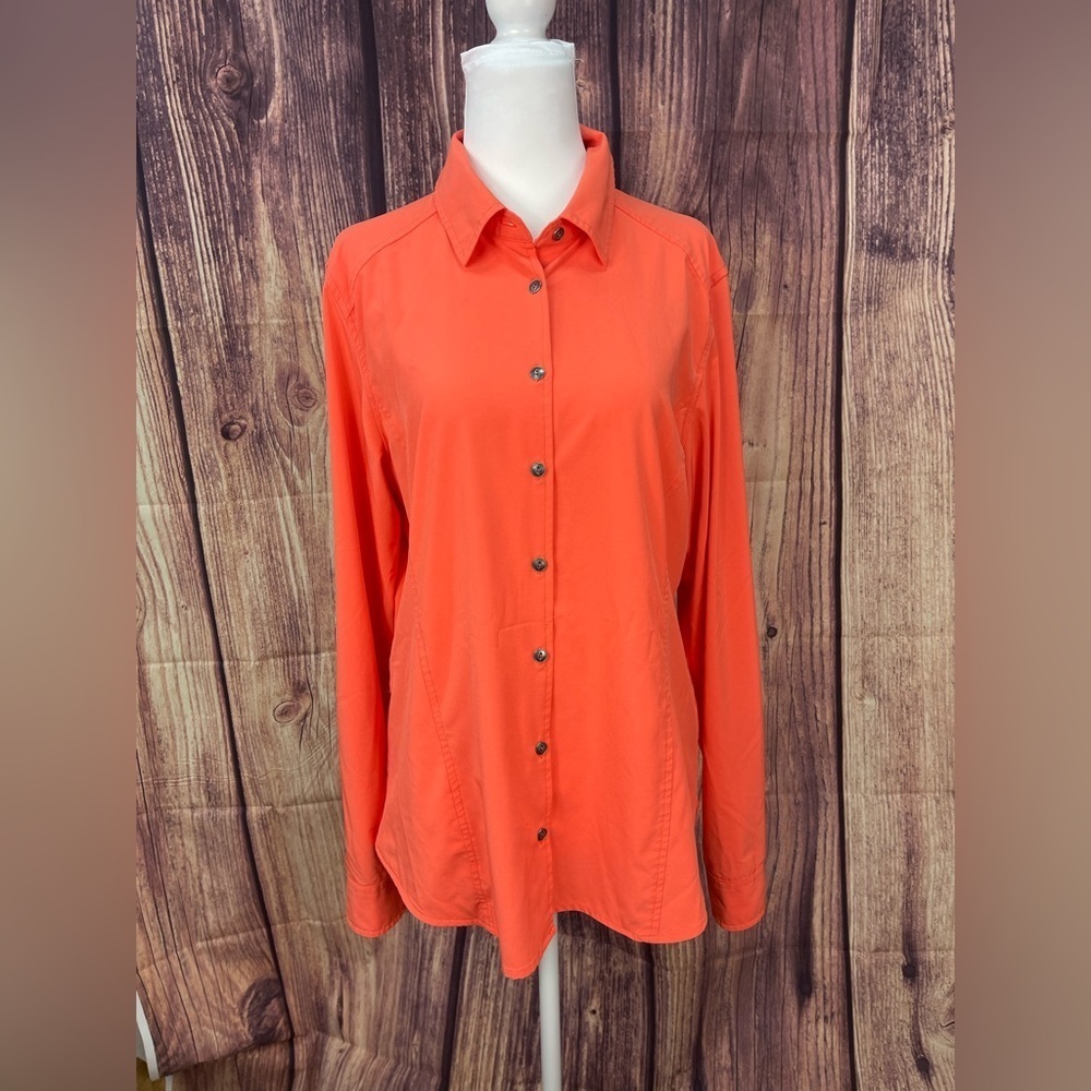 Orvis long sleeve button down coral shirt blouse women’s size M Orvis Orvis